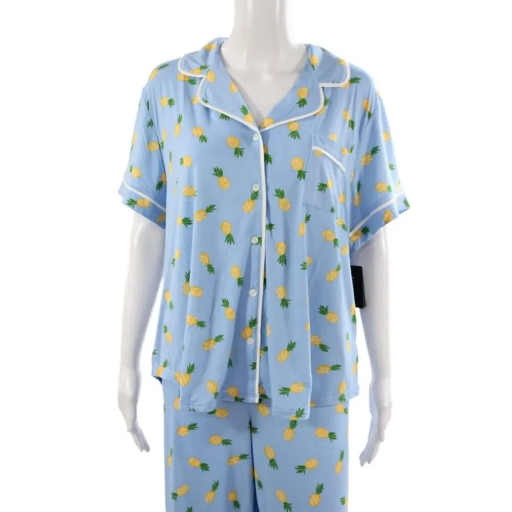 Kate Spade Women's Short Sleeves Two Piece Fruit Print Pajama Set Size 1X